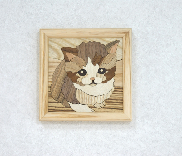 ウッドアート猫シリーズ『ブチねこ』 タペストリー・壁掛け アトリエ