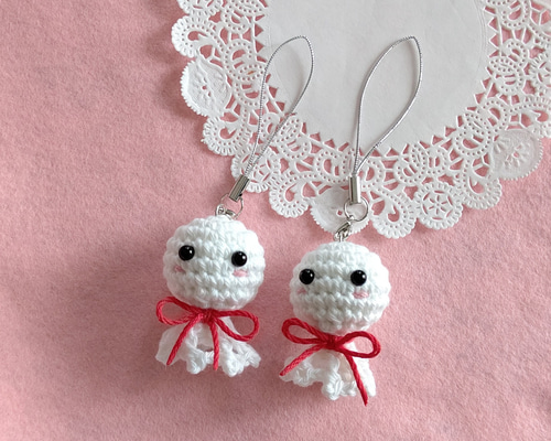 w*様 てるてる坊主さんのあみぐるみキーホルダー◎ w*様 てるてる坊主さんのあみぐるみキーホルダー◎