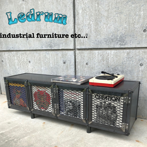 アイアン レコード ラック TV ボード LP シェルフ インダストリアル