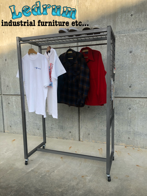 インダストリアル ヴィンテージ アイアン ハンガーラック シャビー