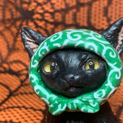 黒猫コスプレ坊や　昭和レトロ　黒猫　フィギュア　キューピー人形　黒ネコ 面白雑貨 黒猫コスプレ坊や 昭和レトロ 黒猫 フィギュア キューピー人形