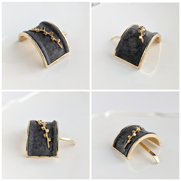 本革♡スエード×ゴールドメタル　  大人のためのポニーフック　秋色　秋カラー 4枚目の画像