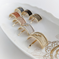 本革♡スエード×ゴールドメタル　  大人のためのポニーフック　秋色　秋カラー 6枚目の画像