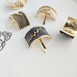 本革♡スエード×ゴールドメタル　  大人のためのポニーフック　秋色　秋カラー 7枚目の画像