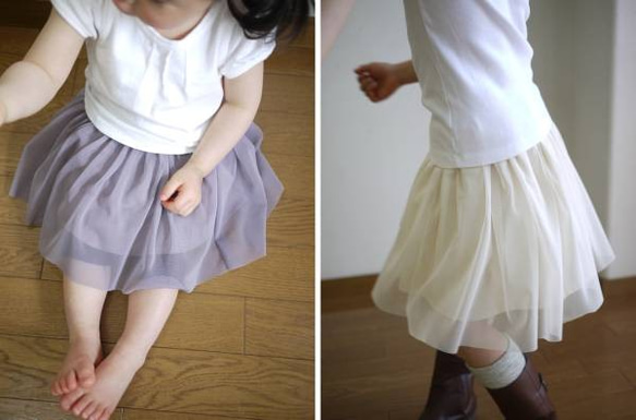 YONE 　子供用チュールスカートの型紙　90~130ｻｲｽﾞ全サイズ記載 子供服　発表会　チュチュ 1枚目の画像