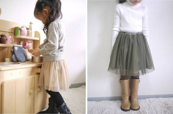 YONE 　子供用チュールスカートの型紙　90~130ｻｲｽﾞ全サイズ記載 子供服　発表会　チュチュ 3枚目の画像