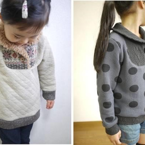 ♥子供用ショールカラープルオーバーの型紙♥ トレーナー ボア 秋冬 