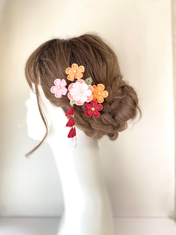七五三 ＊ 華つまみ【雅】3点セット つまみ細工 髪飾り 和装 成人式