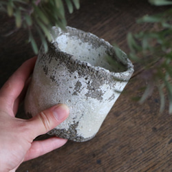 しろ の鉢 　white concrete pots コンクリート　植木鉢 2枚目の画像