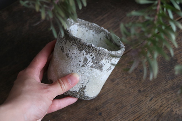 しろ の鉢 　white concrete pots コンクリート　植木鉢 2枚目の画像