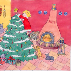 【送料無料】クリスマスカード『ふうちゃんのクリスマス』オリジナルイラスト ポストカード 3枚〜 6枚目の画像