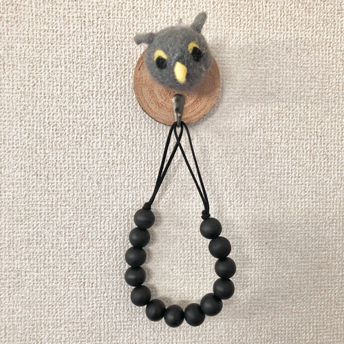 19)42cm 20㍉玉13個 ウッドビーズ カーテンタッセル 黒 2本 カーテン