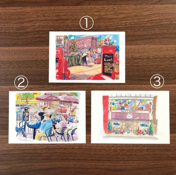 *送料無料⑧『カナダMax's Lunch』オリジナルスケッチ ポストカード 3枚組 4枚目の画像