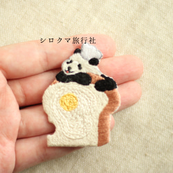 パンとパンダの刺繍ブローチ（目玉焼きトースト） 4枚目の画像