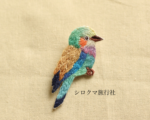 ライラックニシブッポウソウ刺繍ブローチ ブローチ さやぽん 通販 