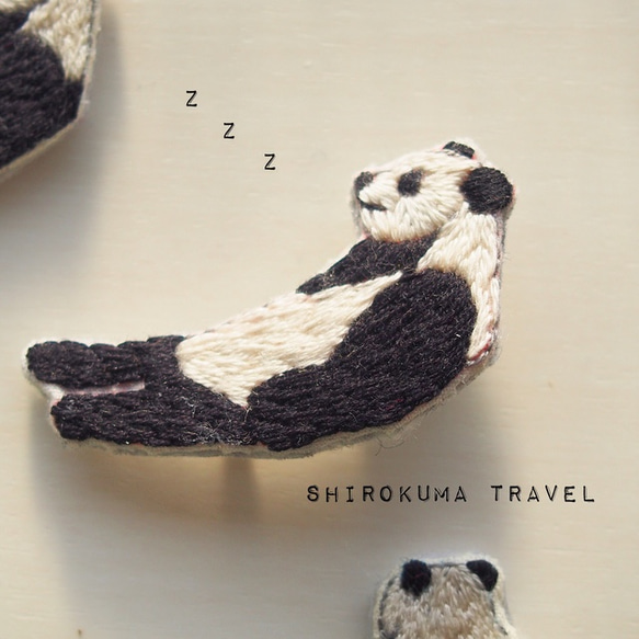 Panda embroidery brooch 刺繡胸針 第2張的照片