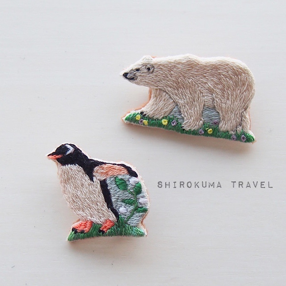 Polar bear【spring is coming】 embroidery brooch 刺繡胸針 第3張的照片