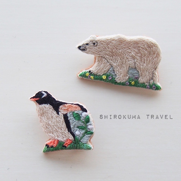 Penguin【spring is coming】 embroidery brooch 刺繡胸針 第3張的照片