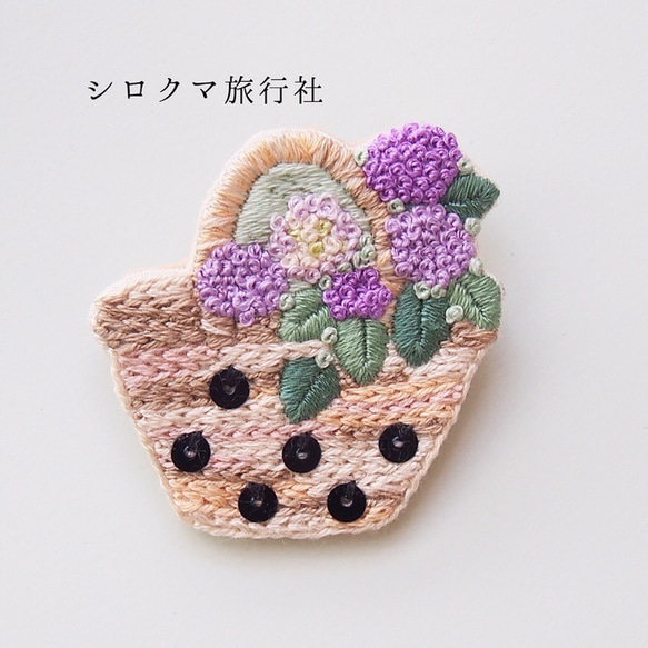 【hydrangea】 embroidery brooch 刺繡胸針 第2張的照片