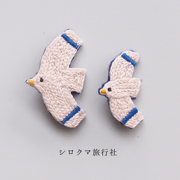 【Seagull】embroidery brooch 刺繡胸針　small【海鸥】 第6張的照片