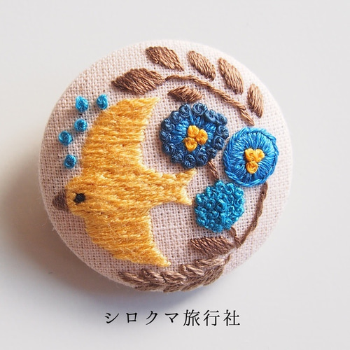 すぐ発送】草花のくるみボタン刺繍ブローチ④ ブローチ さやぽん 通販