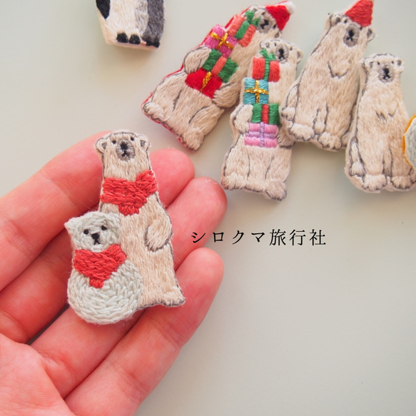 【Polar bear】embroidery brooch ，北极熊  刺繡胸針 第3張的照片