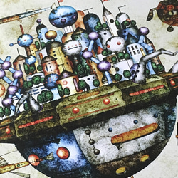 機械の魚と浮遊都市を描いた『機械王国のポスター』個性的なインテリアに！ 3枚目の画像
