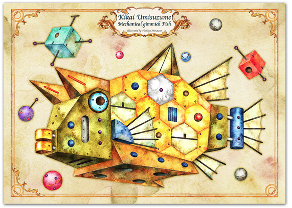 A4サイズのポスター『機械仕掛けのウミスズメ』ユニークなインテリアに