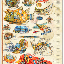 『機械の魚ポスターカレンダー2019』アーティステックなインテリアに最適！ 1枚目の画像
