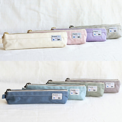 帆布のモノトーンペンケース スリムタイプ パープル　紫色　筆箱　メンズ　ミニマム　プレゼント　くすみカラー 3枚目の画像