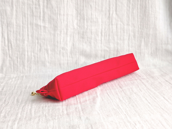 【受験必勝!】帆布のモノトーンペンケース スリムタイプ 赤　レッド　筆箱　メンズ　ミニマム　プレゼント　11号帆布 4枚目の画像
