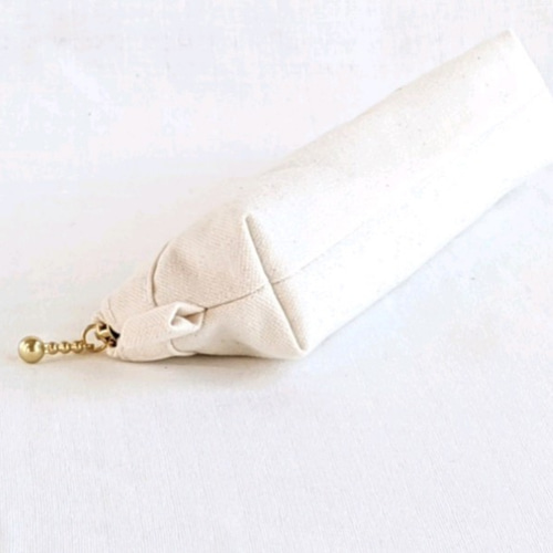 シンプル】帆布のモノトーンペンケース スリムタイプ 白 キナリ きなり