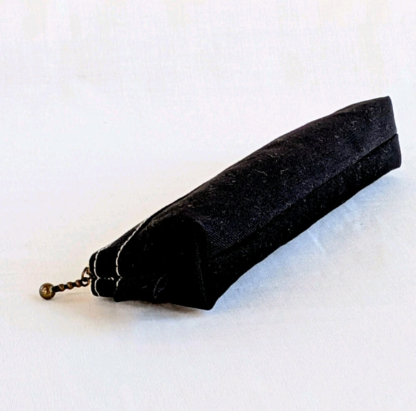 【シンプル】帆布のモノトーンペンケース スリムタイプ 黒　ブラック　筆箱　メンズ　ミニマム　プレゼント　11号帆布 2枚目の画像