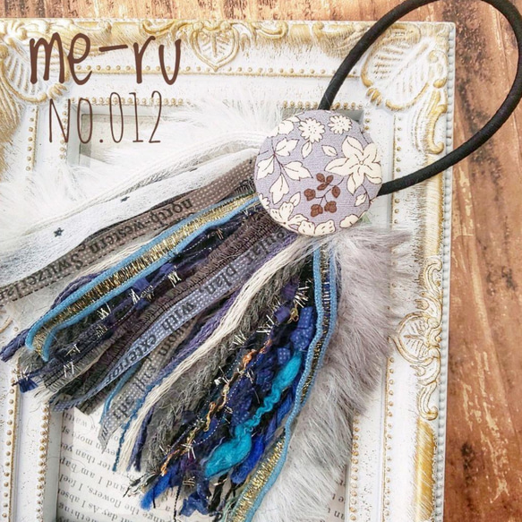 レジンヘアゴム南国水面浴衣手毬金箔夏ブルー