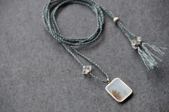 dendritic agate silver necklace ( white square ) 1枚目の画像