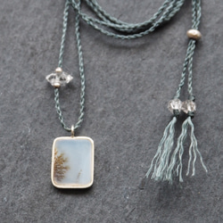 dendritic agate silver necklace ( white square ) 2枚目の画像