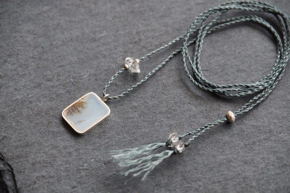 dendritic agate silver necklace ( white square ) 3枚目の画像