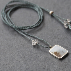 dendritic agate silver necklace ( white square ) 4枚目の画像