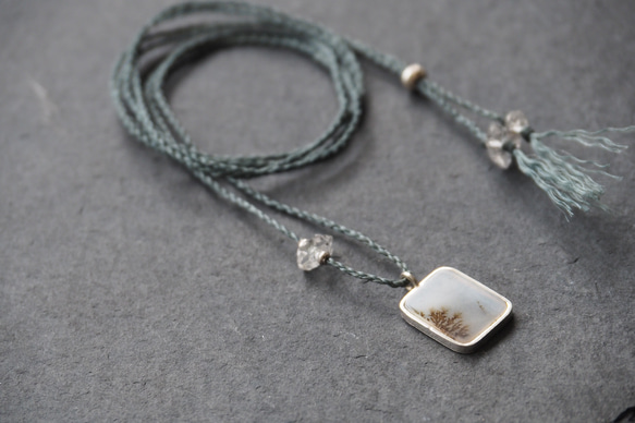 dendritic agate silver necklace ( white square ) 4枚目の画像