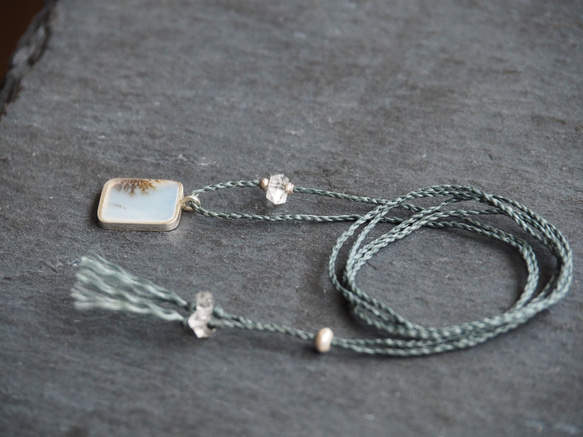 dendritic agate silver necklace ( white square ) 6枚目の画像