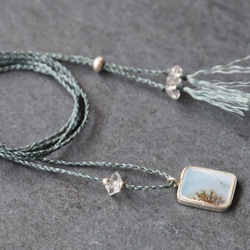 dendritic agate silver necklace ( white square ) 7枚目の画像