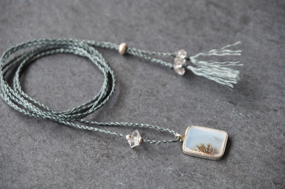 dendritic agate silver necklace ( white square ) 7枚目の画像