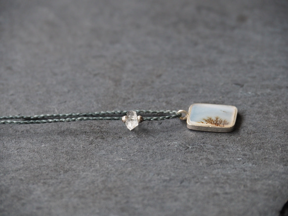 dendritic agate silver necklace ( white square ) 8枚目の画像