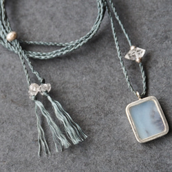 dendritic agate silver necklace ( white square ) 9枚目の画像