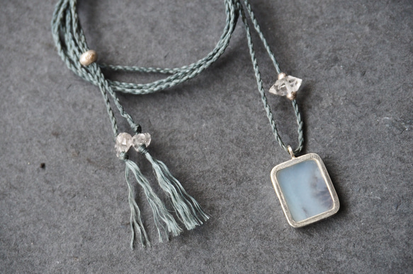 dendritic agate silver necklace ( white square ) 9枚目の画像