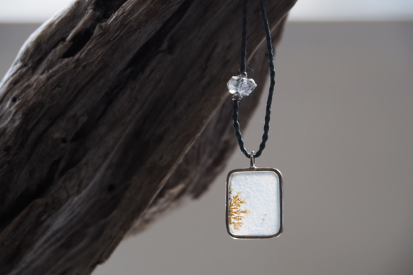 dendritic agate silver necklace ( white square ) 10枚目の画像