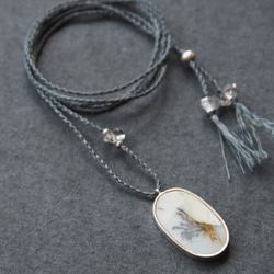 dendritic agate silver necklace (crack) 1枚目の画像