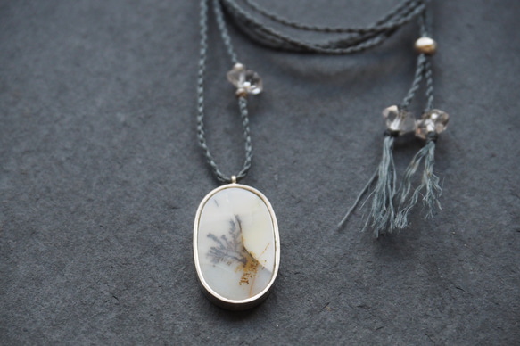 dendritic agate silver necklace (crack) 5枚目の画像