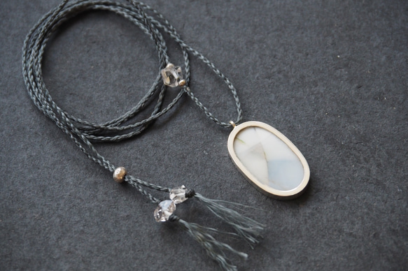 dendritic agate silver necklace (crack) 9枚目の画像