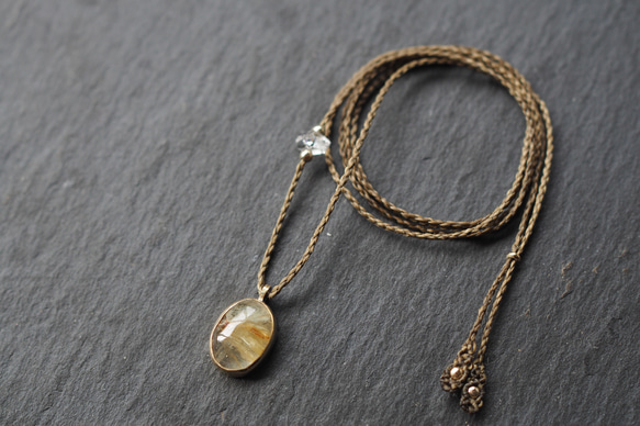 rutile quartz brass necklace 3枚目の画像